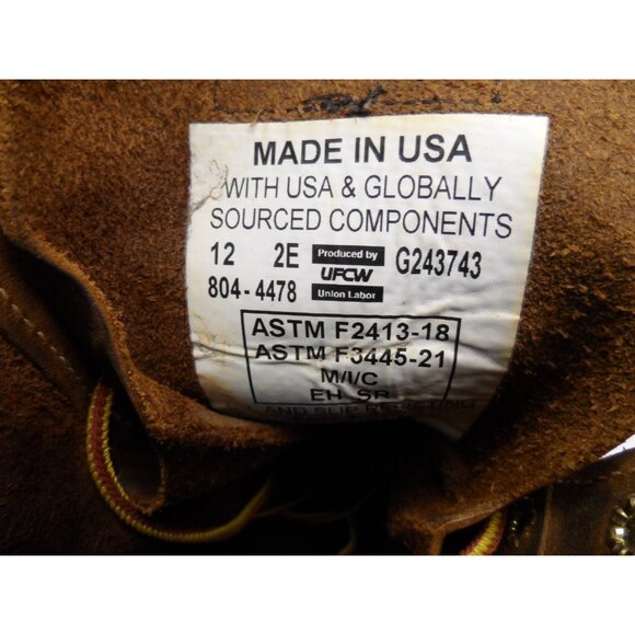 Thorogood Men's 8" Steel Toe Wedge Sole Work Boots (U.S.A.) 804-4478 Brown 12 2E - Picture 8 of 8